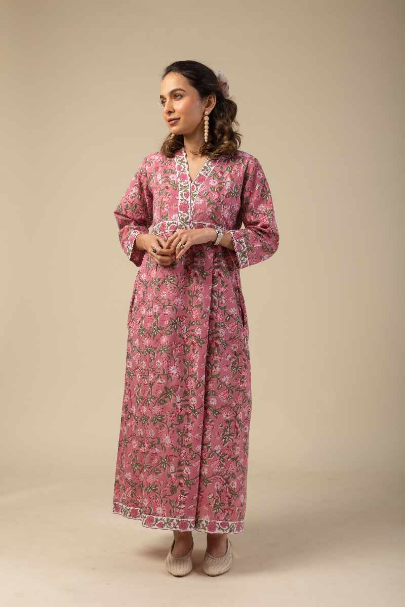Image for Kusvaa Wkr065 Ishika Cotton Handblock Dress Sleeves