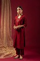 Image for Kusvaa Cood070 Ratri Cotton Silk Kurta Pant Set Closeup 3