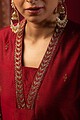 Image for Kusvaa Cood070 Ratri Cotton Silk Kurta Pant Set Closeup