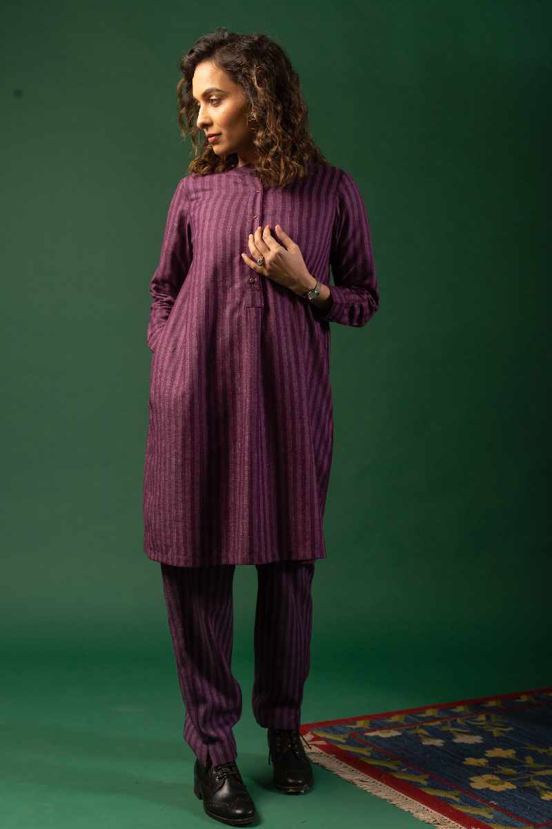 Image for Kusvaa Cood072 Eesha Handloom Cotton Kurta Pant Set Neck