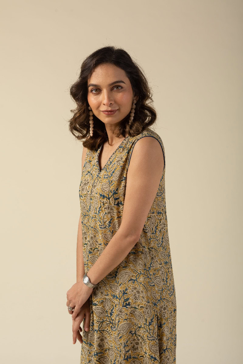 Image for Kusvaa Cood073 Geeta Cotton Kalamkari Co Ord Set Sitting