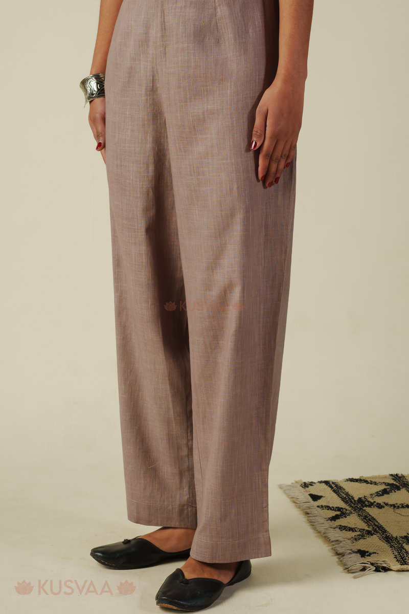 Image for Kusvaa Pnt007 Aarna Cotton Slub Pant Lightbrown Front