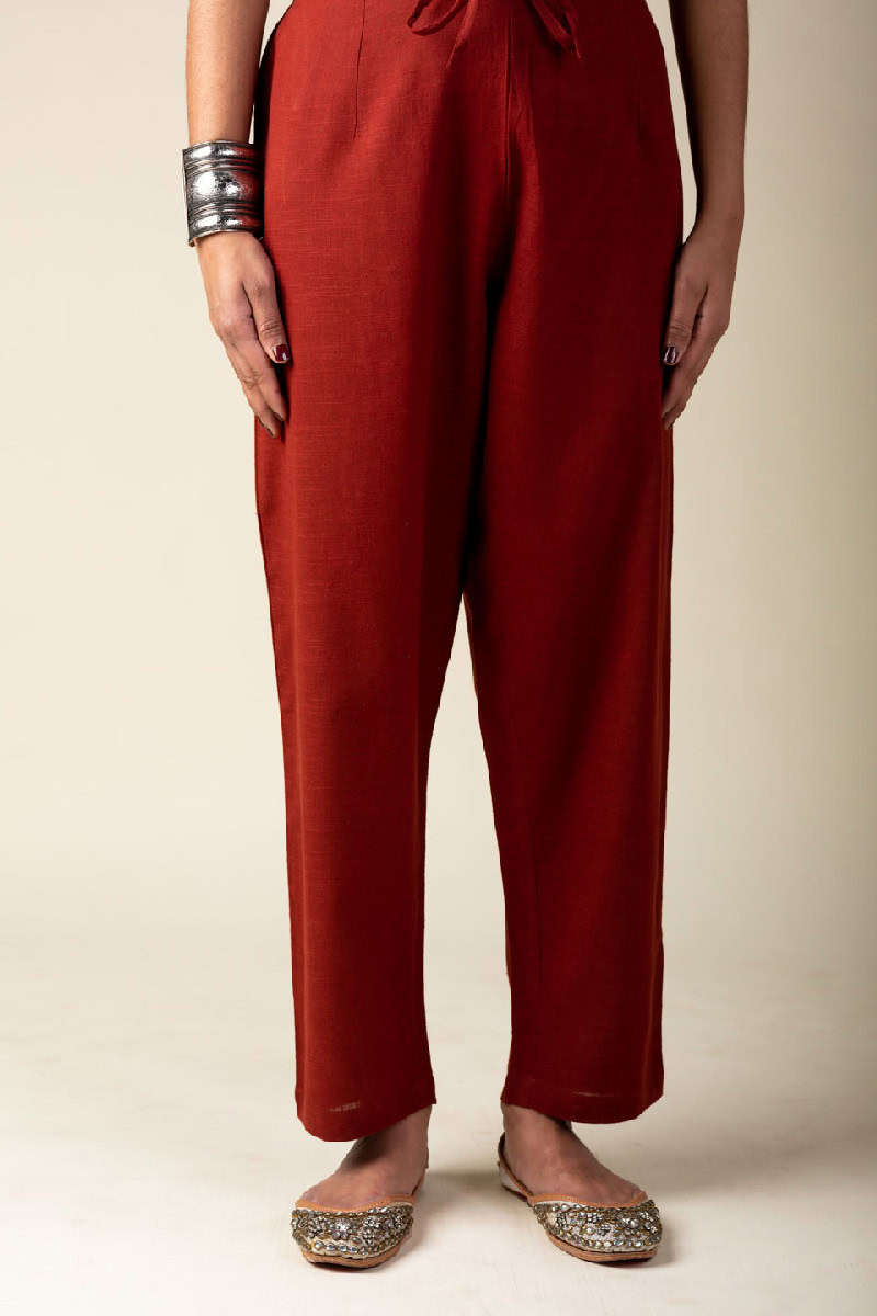 Image for Kusvaa Pnt007 Aarna Cotton Slub Pant Rust Featured