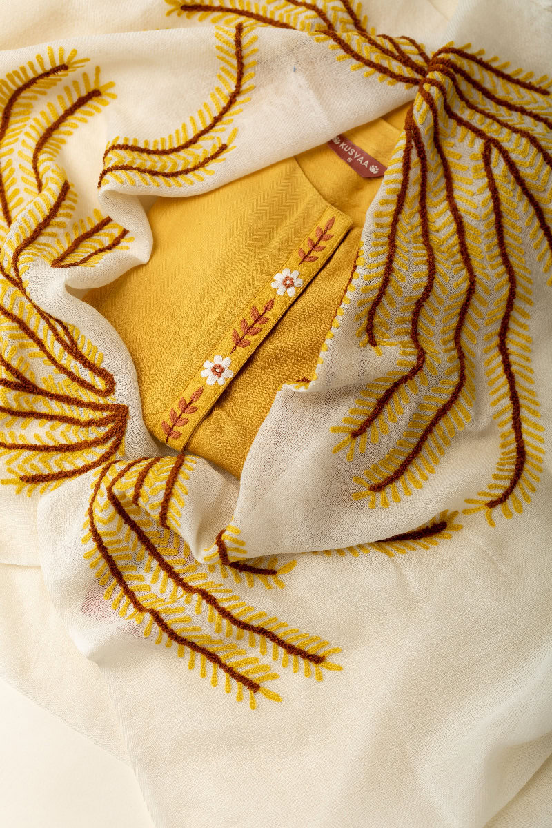 Image for Kusvaa Wkr014 Manushri Woolen Shawl Closeup 2