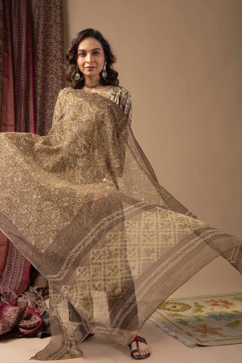 Image for Kusvaa Wkr062 Anushree Cotton Blockprint Kurta Closeup 4