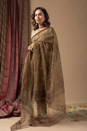 Image for Kusvaa Wkr062 Anushree Cotton Blockprint Kurta Neck