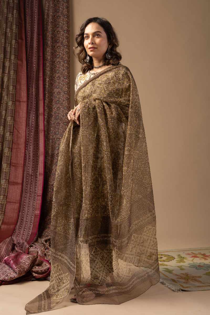Image for Kusvaa Wkr062 Anushree Cotton Blockprint Kurta Neck