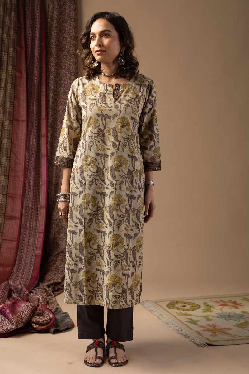 Image for Kusvaa Wkr062 Anushree Cotton Blockprint Kurta Side
