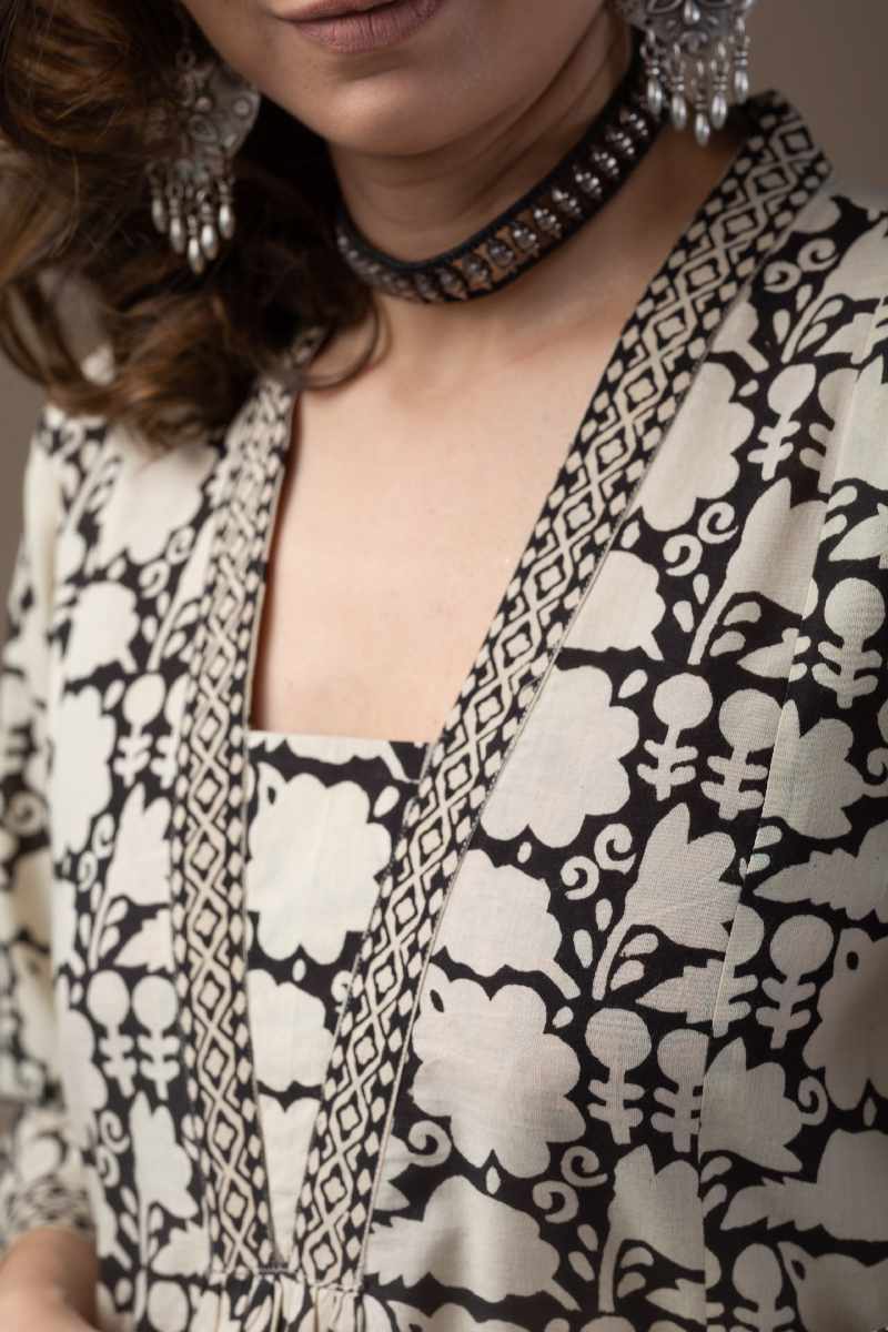 Image for Kusvaa Wkr067 Sanika Cotton A Line Kurta Closeup