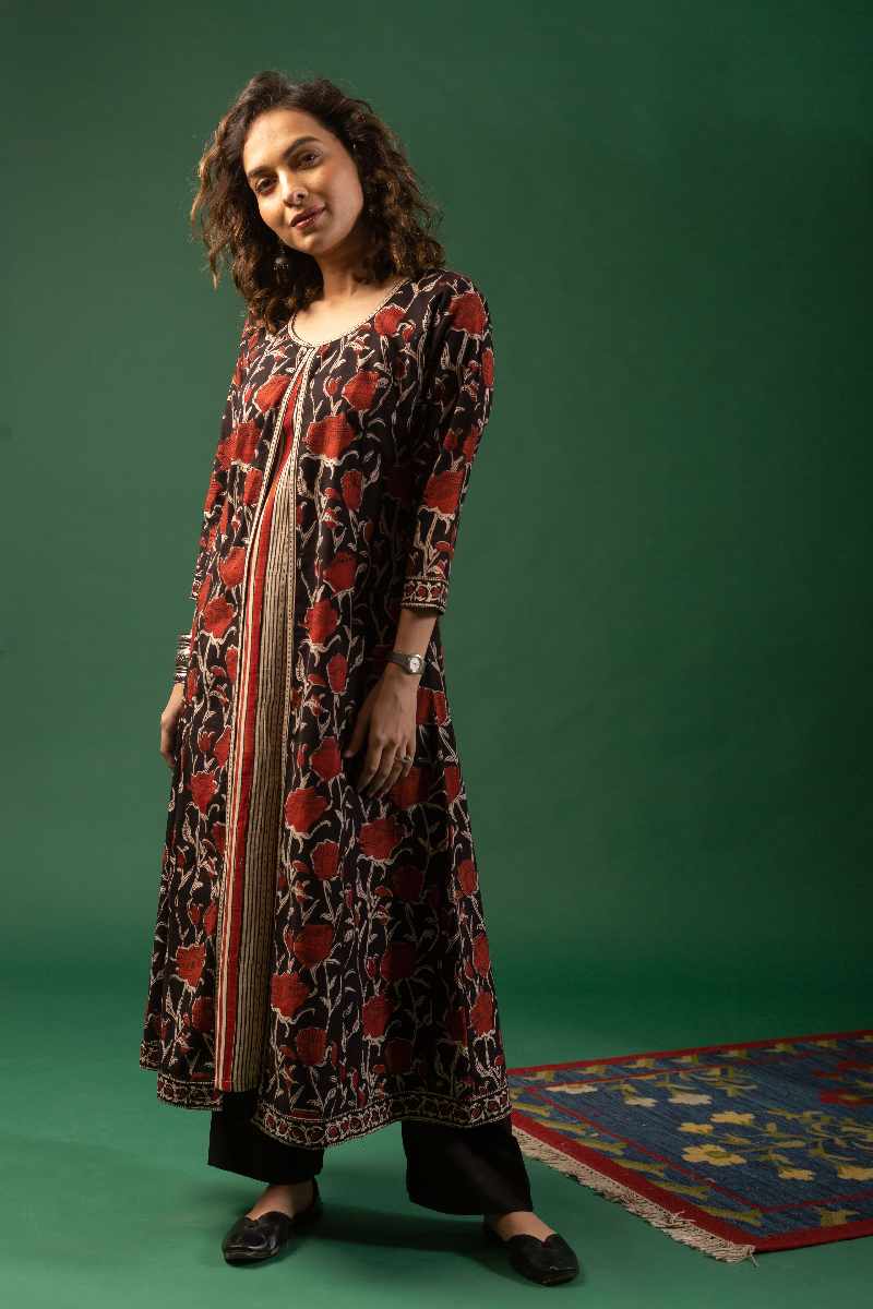 Image for Kusvaa Wkr069 Abjini Cotton Blockprint Kurta Back