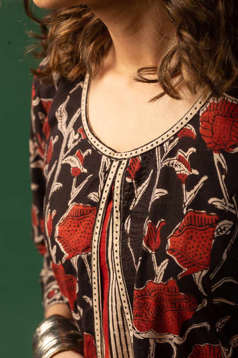 Image for Kusvaa Wkr069 Abjini Cotton Blockprint Kurta Closeup