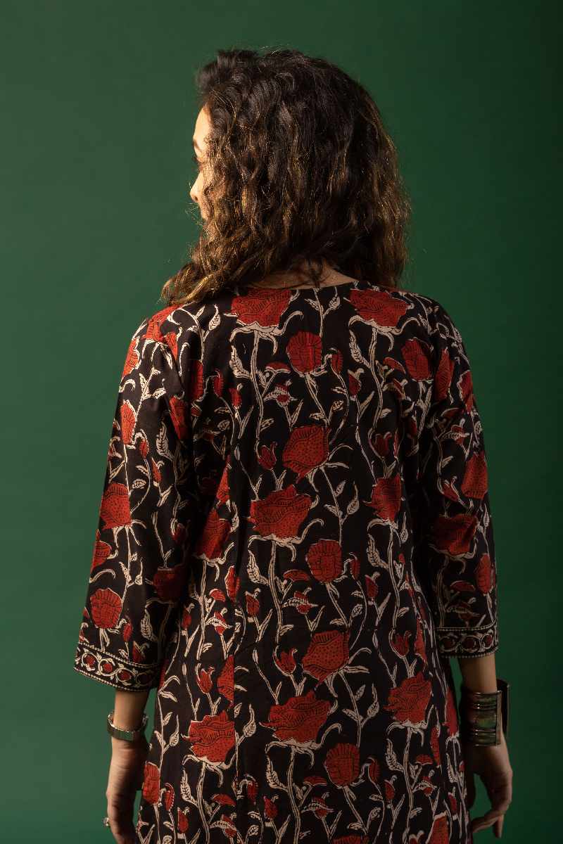 Image for Kusvaa Wkr069 Abjini Cotton Blockprint Kurta Sleeves