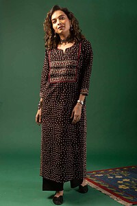 Image for Kusvaa Wkr070 Abjita Cotton Blockprint Kurta Back