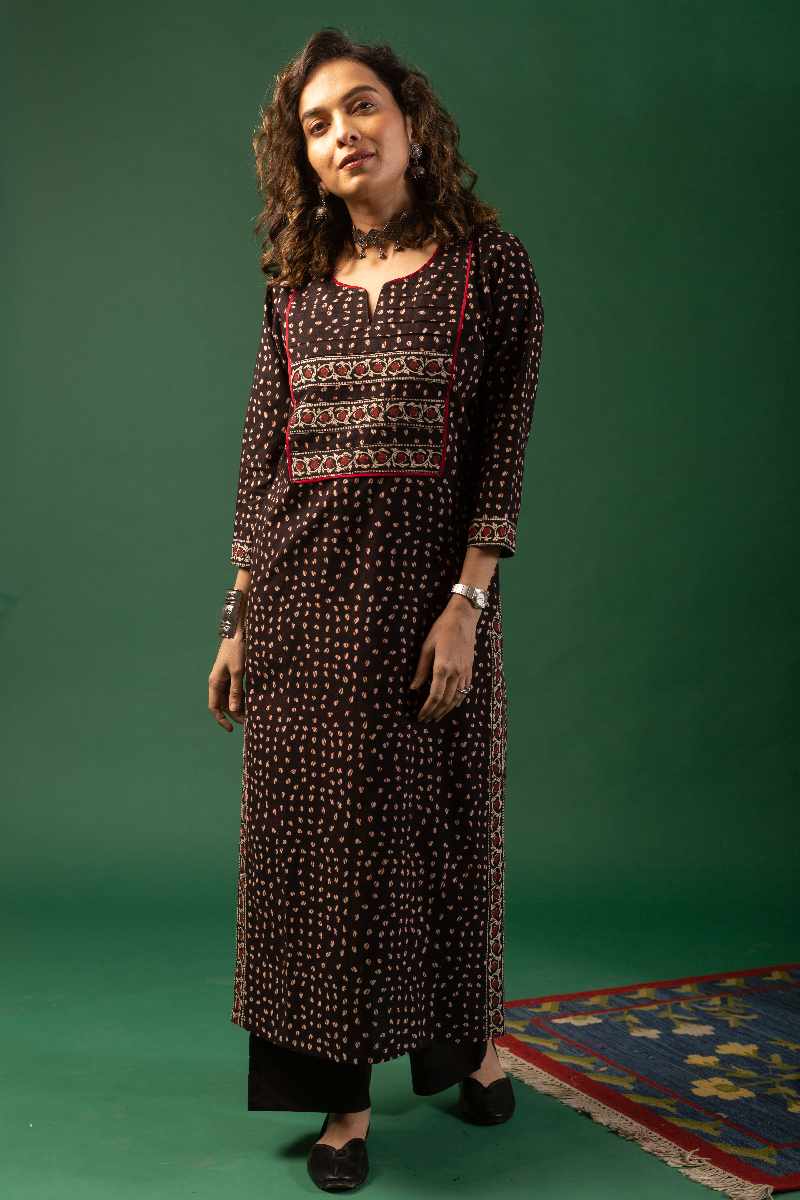 Image for Kusvaa Wkr070 Abjita Cotton Blockprint Kurta Back