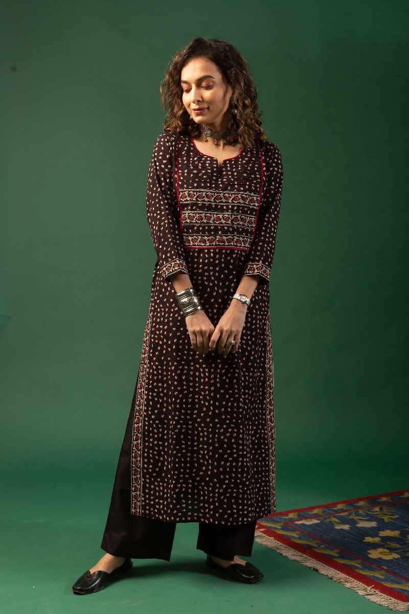 Image for Kusvaa Wkr070 Abjita Cotton Blockprint Kurta Front