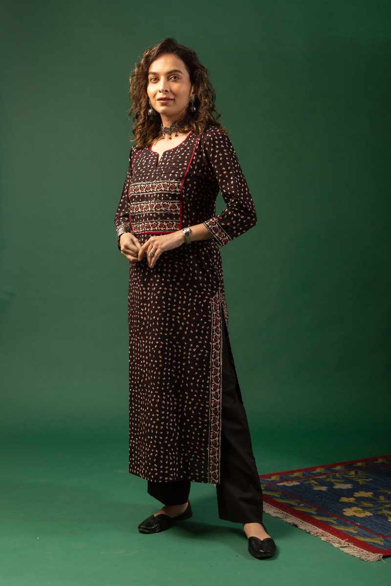 Image for Kusvaa Wkr070 Abjita Cotton Blockprint Kurta Side