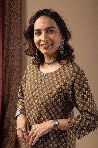 Image for Kusvaa Wkr071 Rahee Cotton Screen Print Kurta Pattern