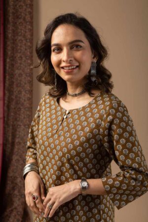 Image for Kusvaa Wkr071 Rahee Cotton Screen Print Kurta Pattern