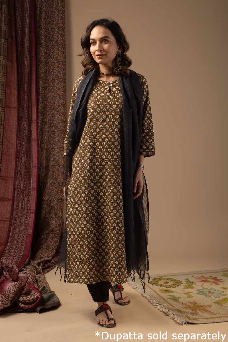 Image for Kusvaa Wkr071 Rahee Cotton Screen Print Kurta Pocket