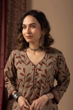 Image for Kusvaa Wkr072 Sunila Cotton Screen Print Kurta Featured