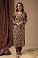 Image for Kusvaa Wkr072 Sunila Cotton Screen Print Kurta Neck