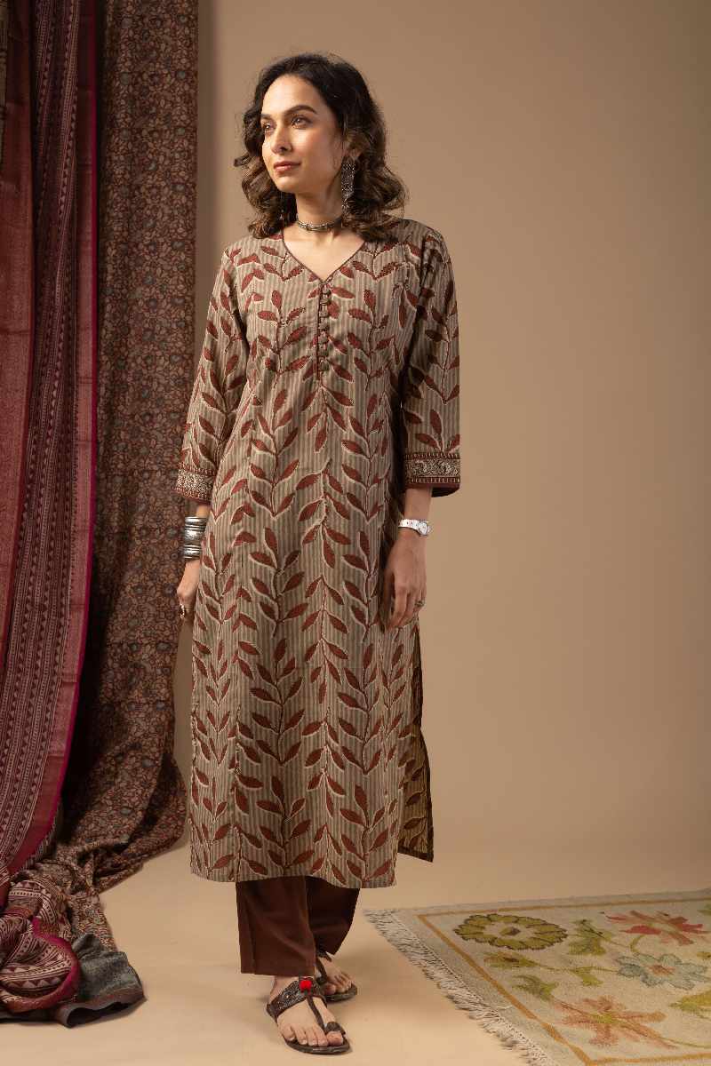 Image for Kusvaa Wkr072 Sunila Cotton Screen Print Kurta Pattern