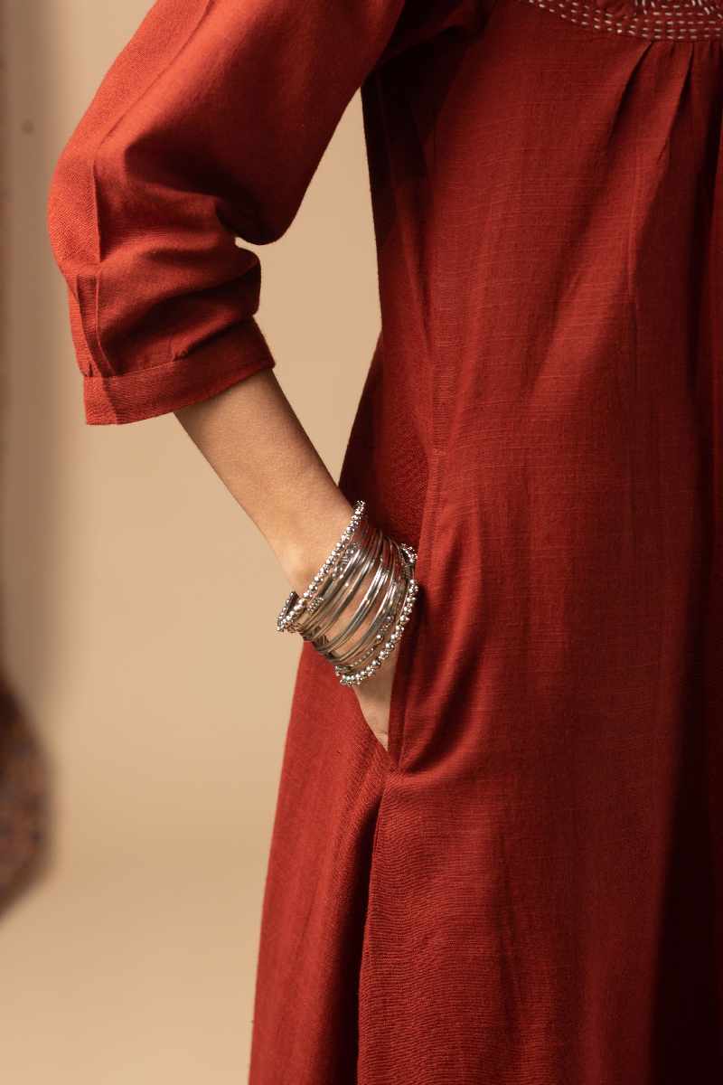 Image for Kusvaa Wkr073 Aarna Cotton Slub Kurta Pocket