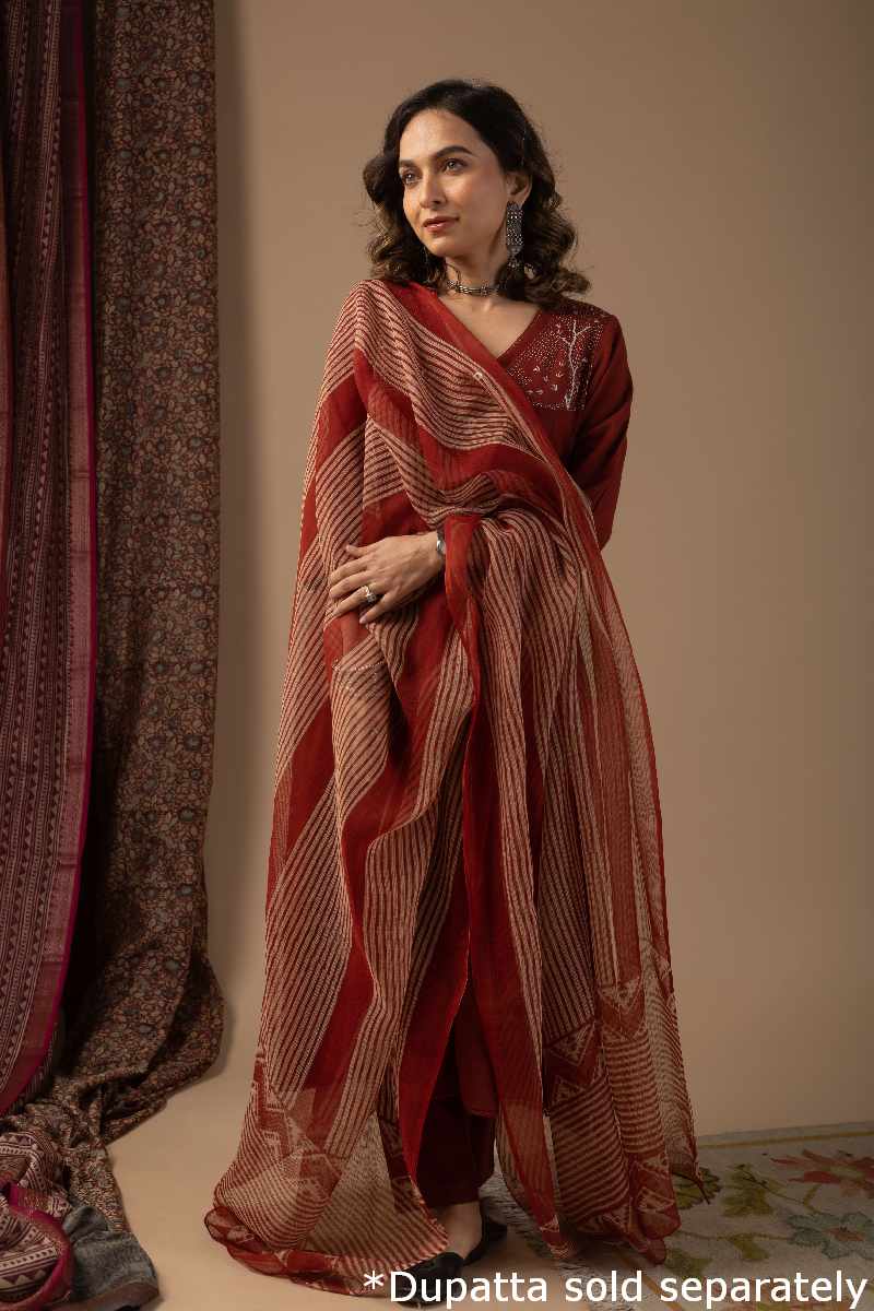 Image for Kusvaa Wkr073 Aarna Cotton Slub Kurta Sleeves