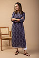 Image for Kusvaa Wkr075 Sarni Cotton Blockprint Kurta Front