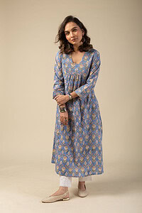 Image for Kusvaa Wkr076 Lalika Cotton Blockprint Kurta Side