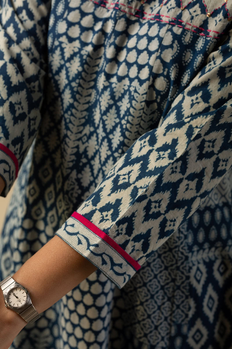 Image for Kusvaa Wkr078 Hridya Cotton A Line Kurta Closeup 2