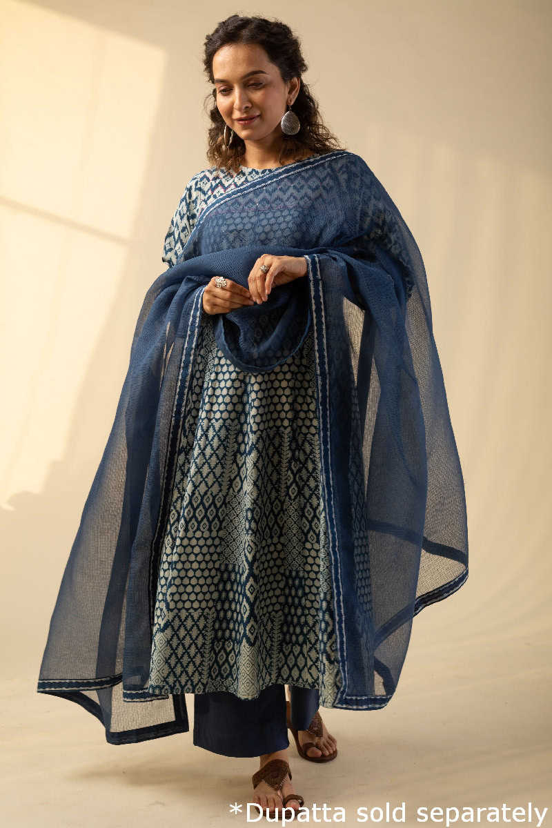 Image for Kusvaa Wkr078 Hridya Cotton A Line Kurta Neck