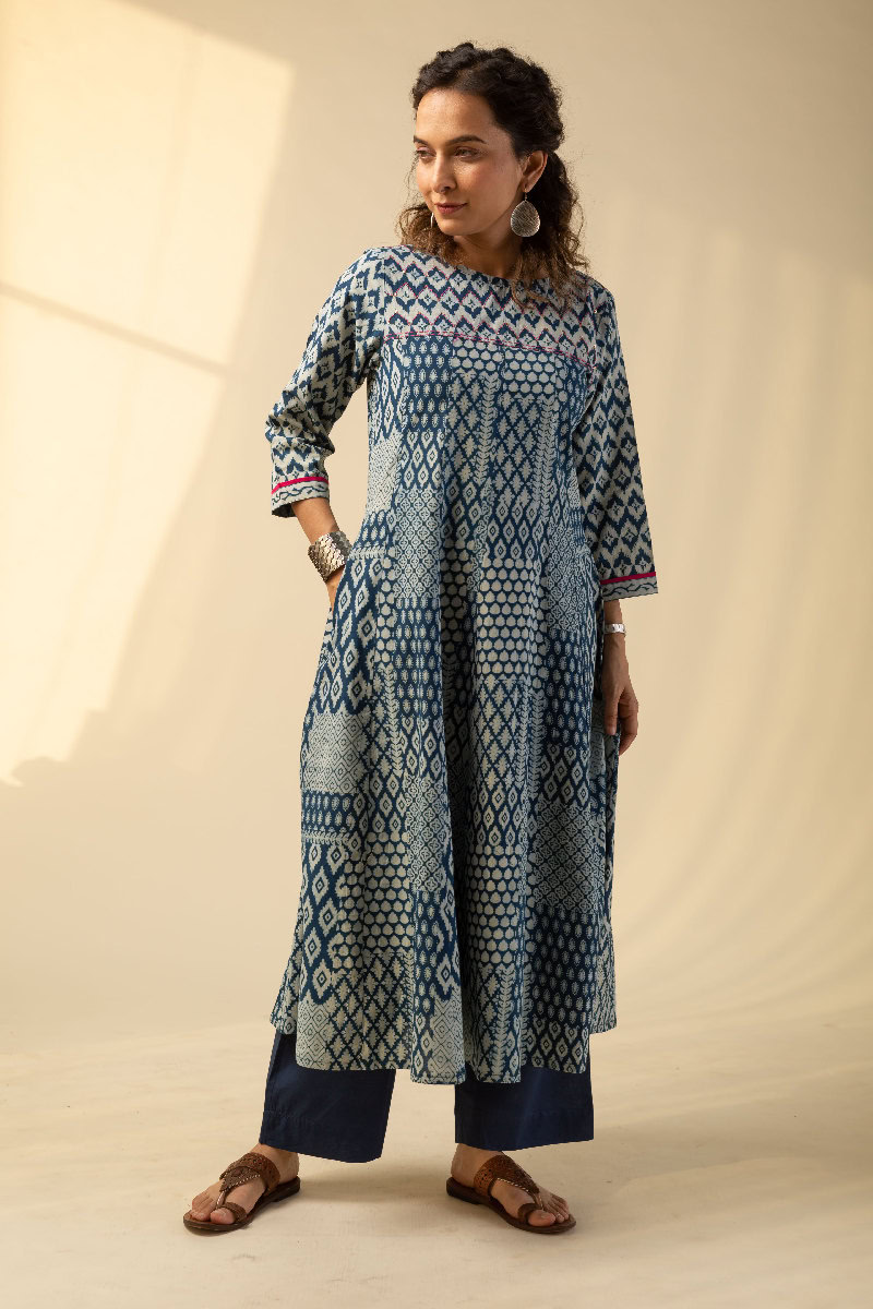 Image for Kusvaa Wkr078 Hridya Cotton A Line Kurta Sleeves