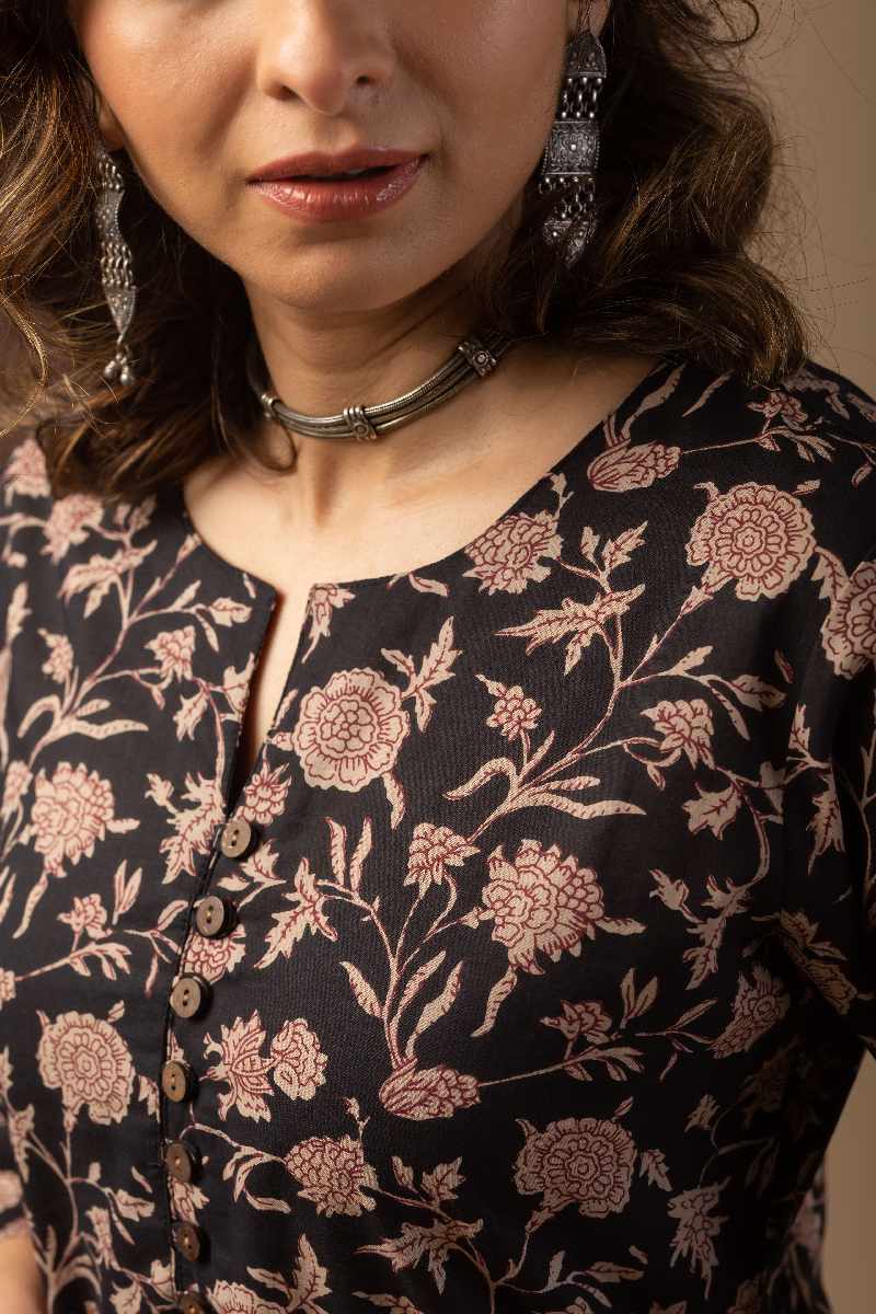 Image for Kusvaa Wkr080 Linki Cotton Blockprint Kurta Sleeves