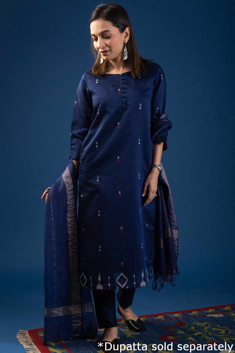 Image for Kusvaa Wkr081 Aani Cotton Jamdani Kurta Back