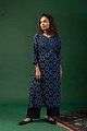 Image for Kusvaa Wkr084 Nia Cotton Handblock Kurta Closeup