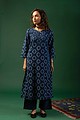 Image for Kusvaa Wkr084 Nia Cotton Handblock Kurta Front
