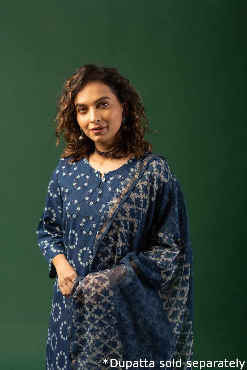 Image for Kusvaa Wkr084 Nia Cotton Handblock Kurta Pocket