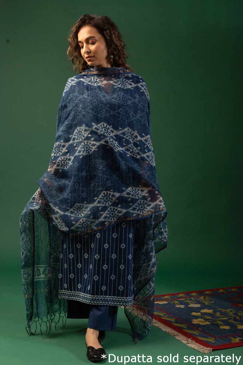 Image for Kusvaa Wkr085 Lalee Cotton Handblock Kurta Front