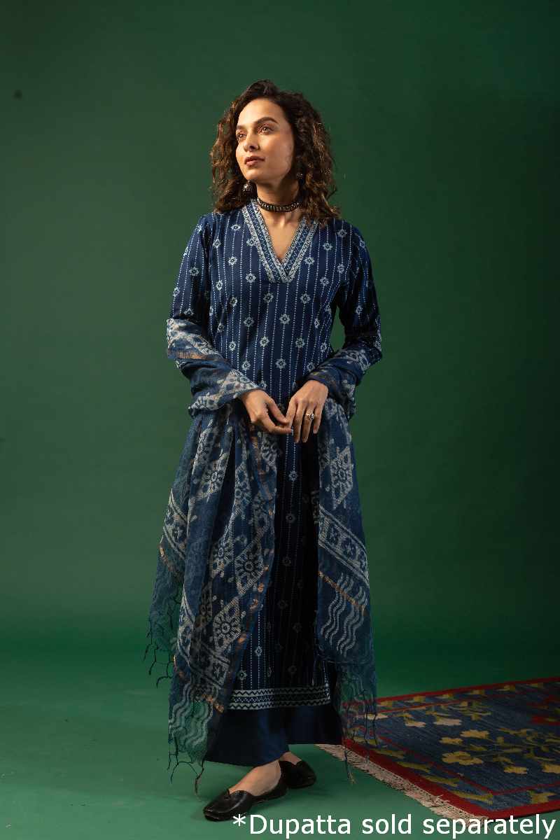 Image for Kusvaa Wkr085 Lalee Cotton Handblock Kurta Pattern