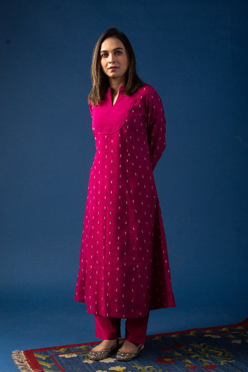 Image for Kusvaa Wkr087 Sriradha Cotton Silk Kurta Back