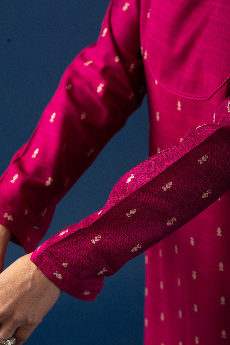 Image for Kusvaa Wkr087 Sriradha Cotton Silk Kurta Closeup 2
