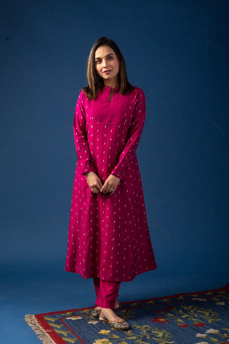 Image for Kusvaa Wkr087 Sriradha Cotton Silk Kurta Front