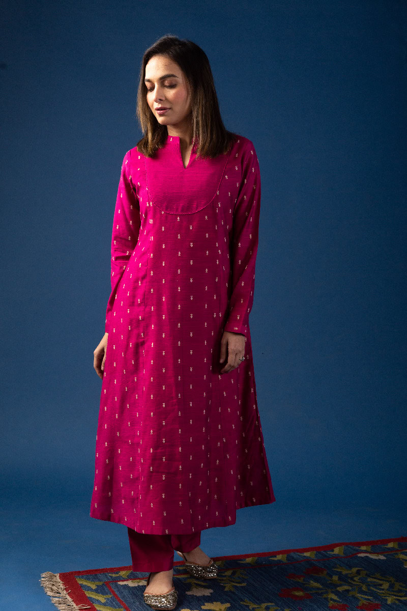 Image for Kusvaa Wkr087 Sriradha Cotton Silk Kurta Pocket