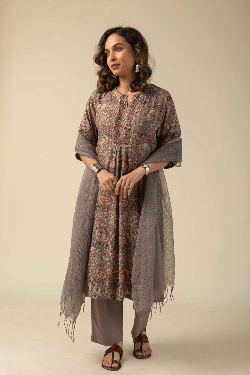 Image for Kusvaa Wkr088 Shira Cotton Kalamkari Kurta Front