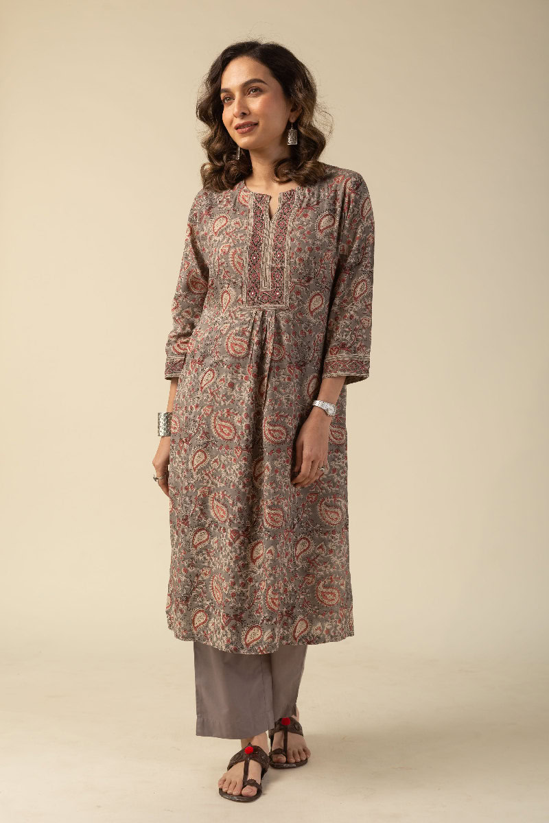Image for Kusvaa Wkr088 Shira Cotton Kalamkari Kurta Sleeves