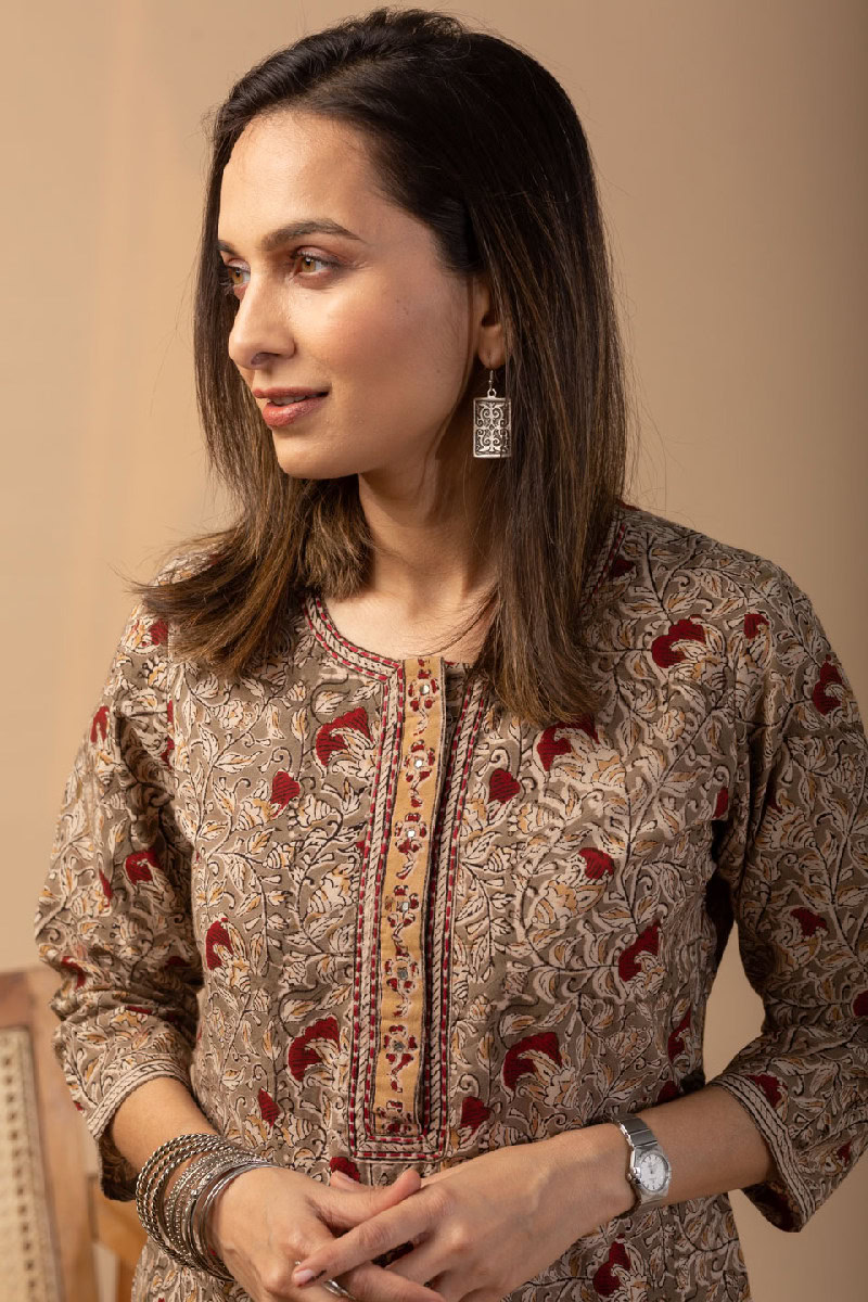 Image for Kusvaa Wkr089 Aaina Cotton Kalamkari Kurta Featured