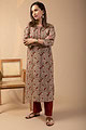 Image for Kusvaa Wkr089 Aaina Cotton Kalamkari Kurta Side