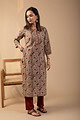 Image for Kusvaa Wkr089 Aaina Cotton Kalamkari Kurta Sleeves