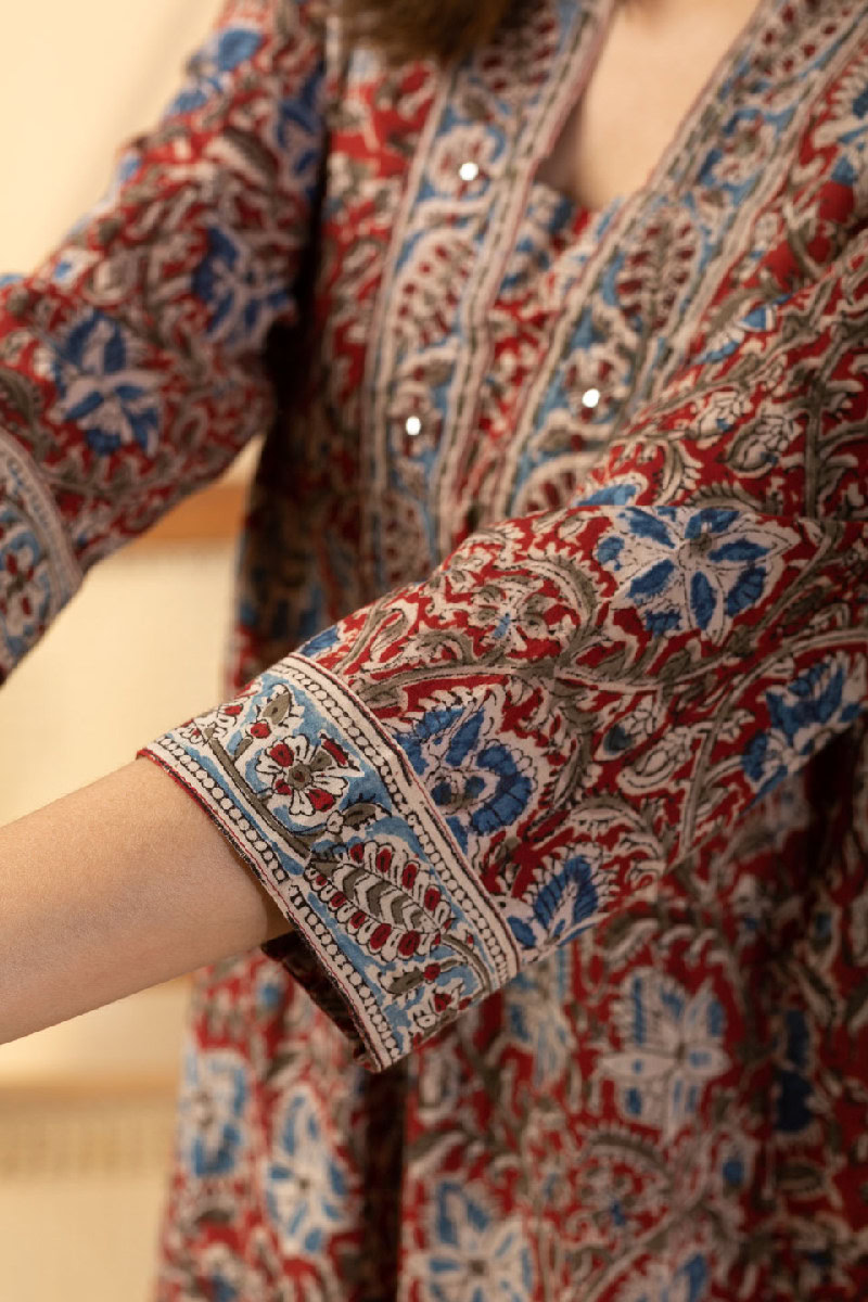 Image for Kusvaa Wkr090 Ajitha Cotton Kalamkari Kurta Closeup